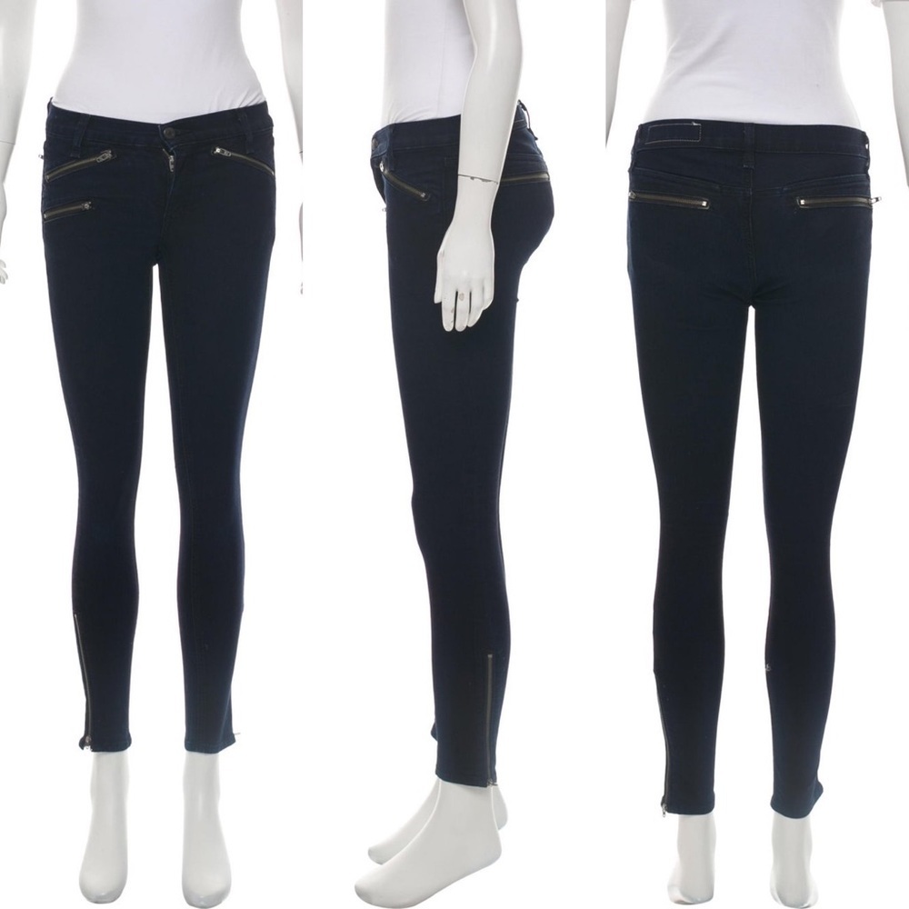 Rag & Bone mid-rise black skinny jeans w/ zippers